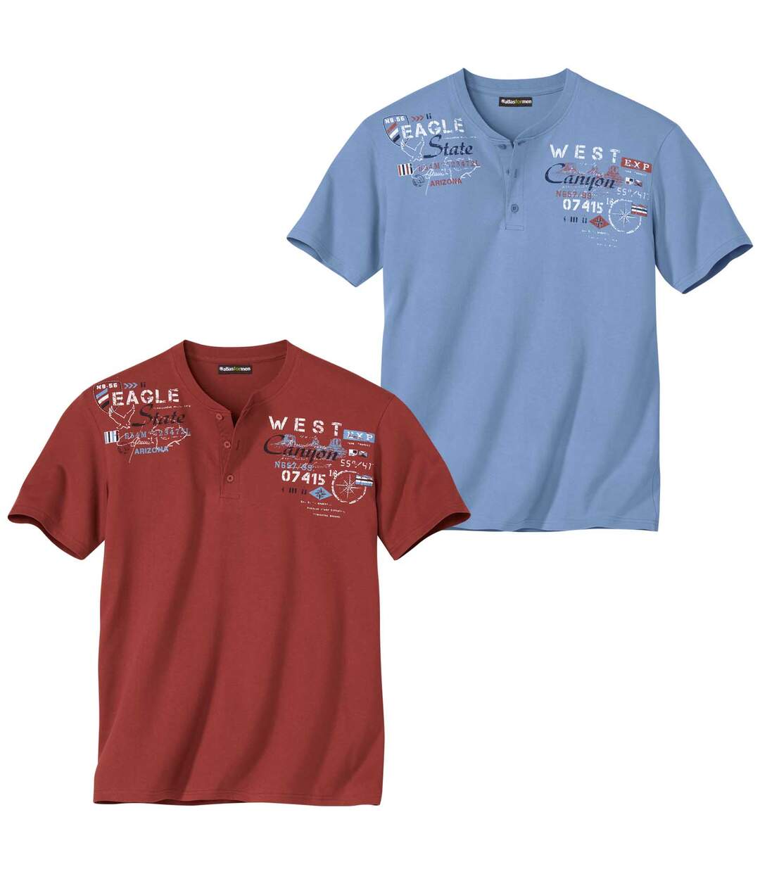 Lot de 2 Tee-Shirts Col Tunisien Evasion