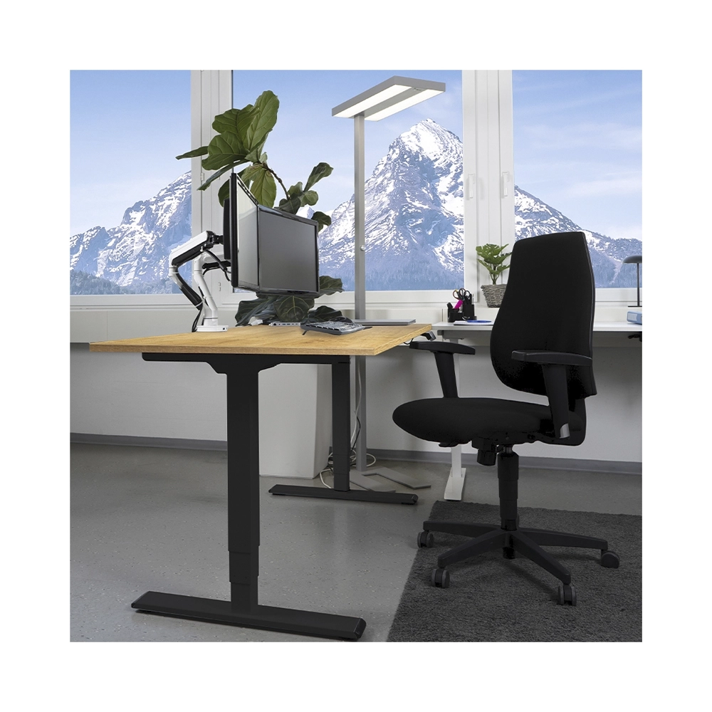 CONTINI höhenverstellbarer Bürotisch 1.4x0.8m Eiche / Gestell schwarz