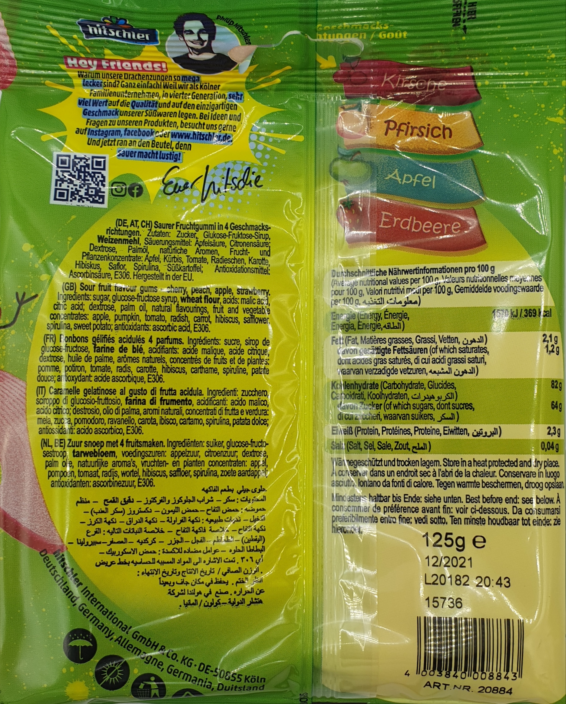 Hitschler Saure Drachenzungen 125g MHD:30.11.25