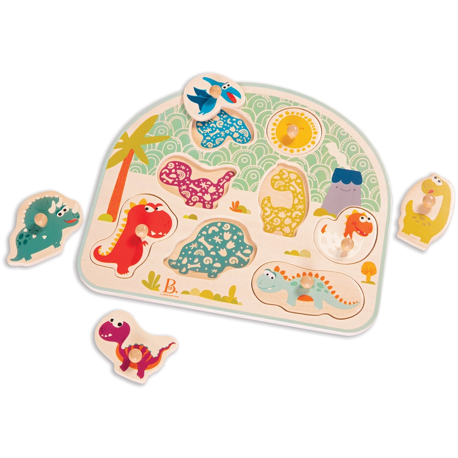B.TOYS B. Stomping Dinos - Holzpuzzle Dinos 8-teilig Mehrfarbig