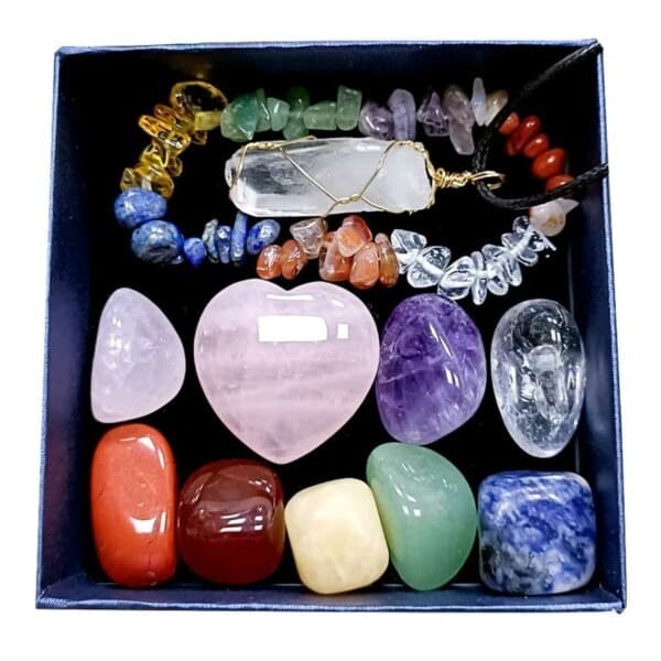 11-pack naturlig energioppgaver Chakra Helbredende krystaller Armbånd Halskjede