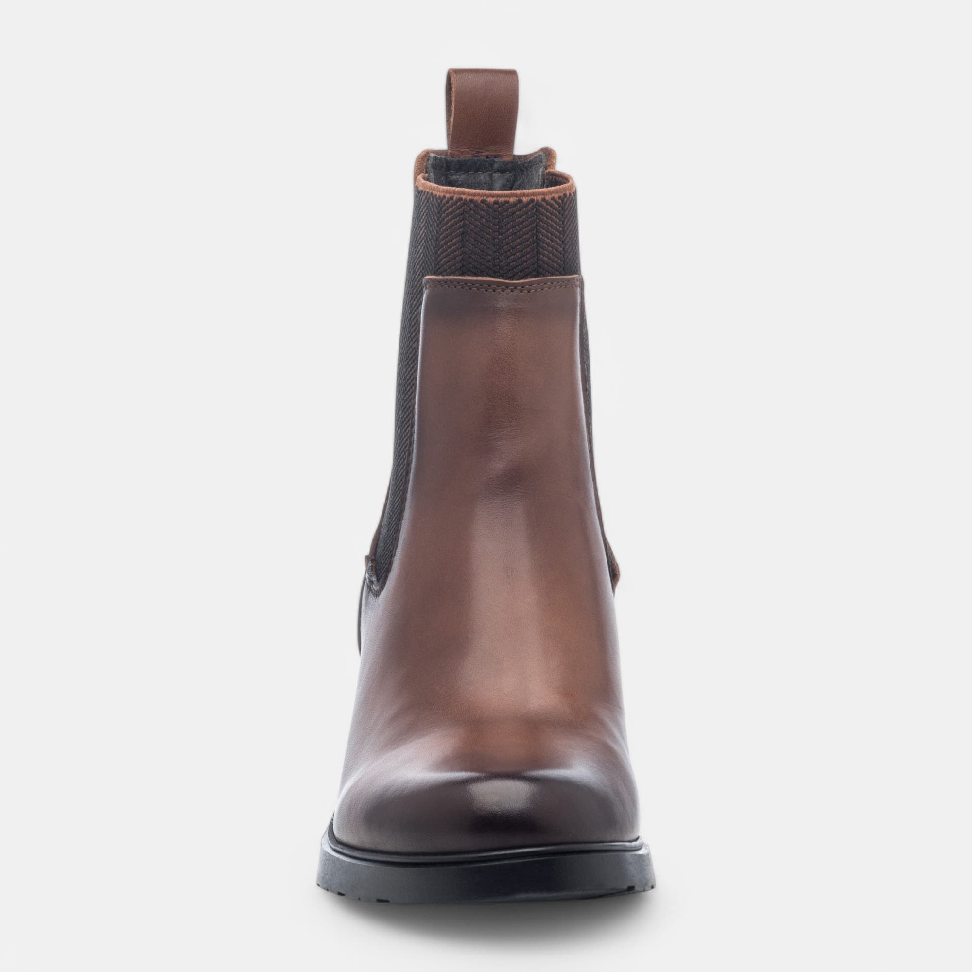 Boots chelsea à talon Femme en cuir cognac
