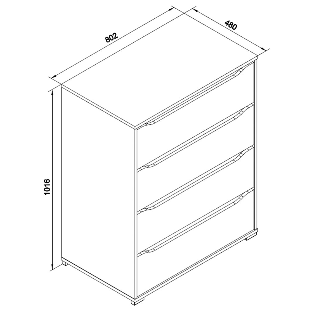 VICCO Kommode RUBEN Weiß 4 Schubladen 80 cm Sideboard Mehrzweckschrank Schrank