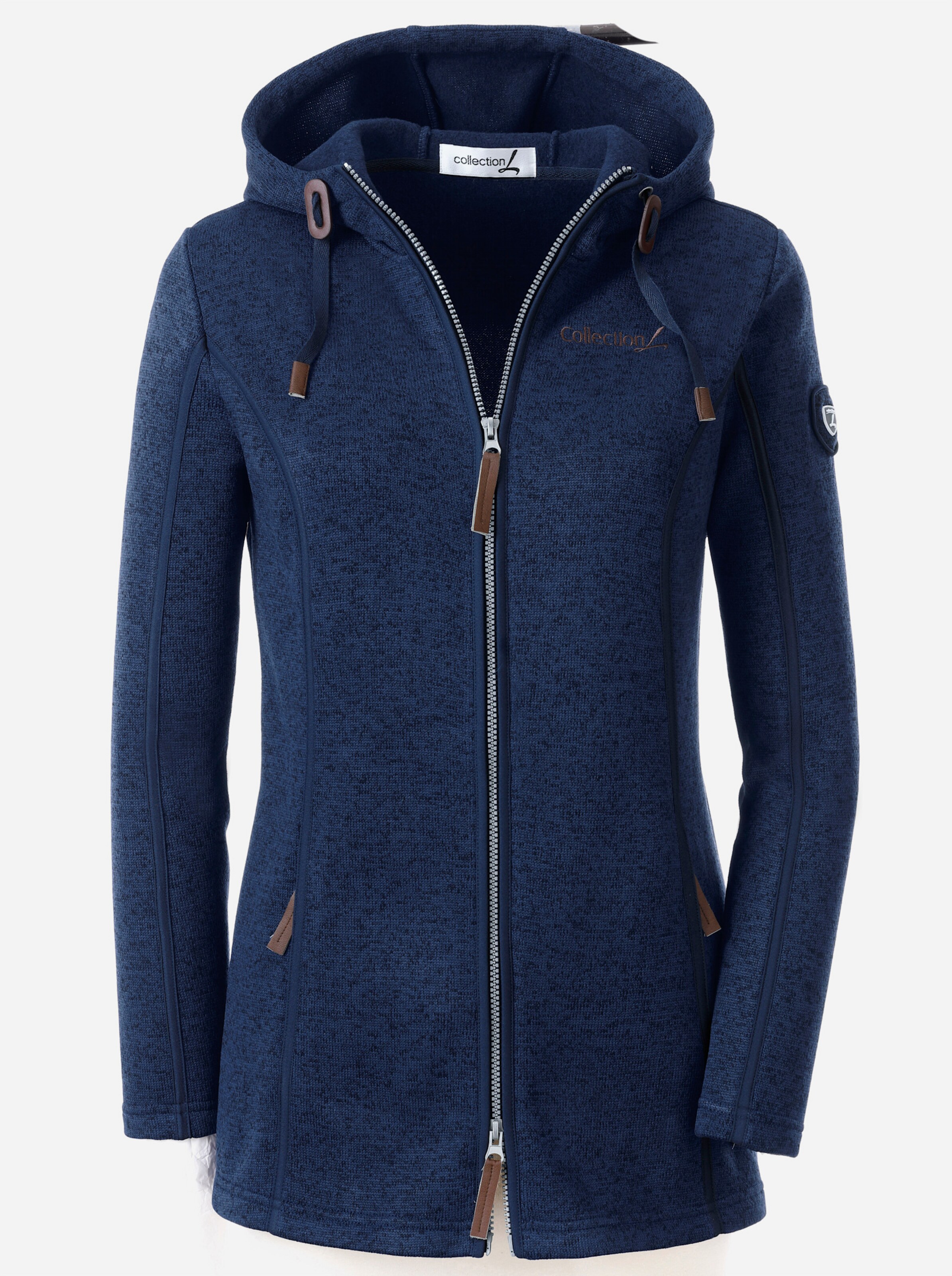 Kapuzenfleecejacke mit Umlegekragen