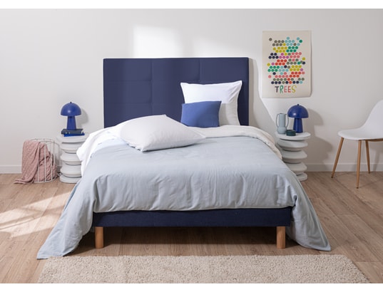 MERINOS - Tête de lit Cozy chine bleu nuit 160cm (170cm finie)