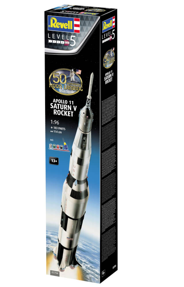 Geschenkset Apollo 11 Saturn V Rocket, Revell Modellbausatz mit Basiszubehör
