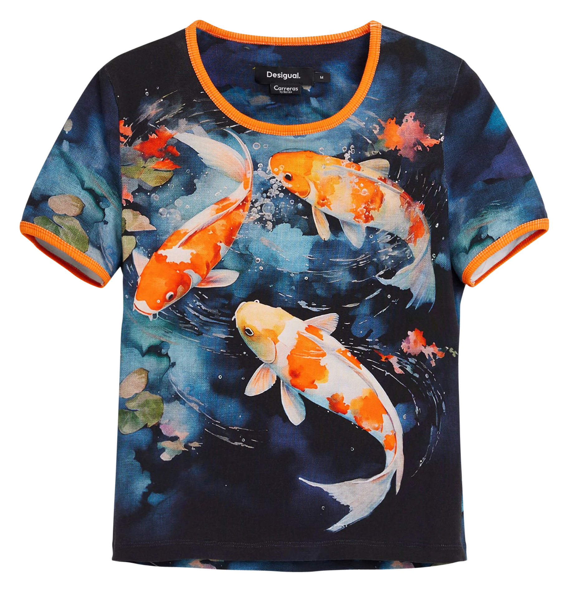 Tee-shirt manches courtes imprimé en coton mélangé | Bleu