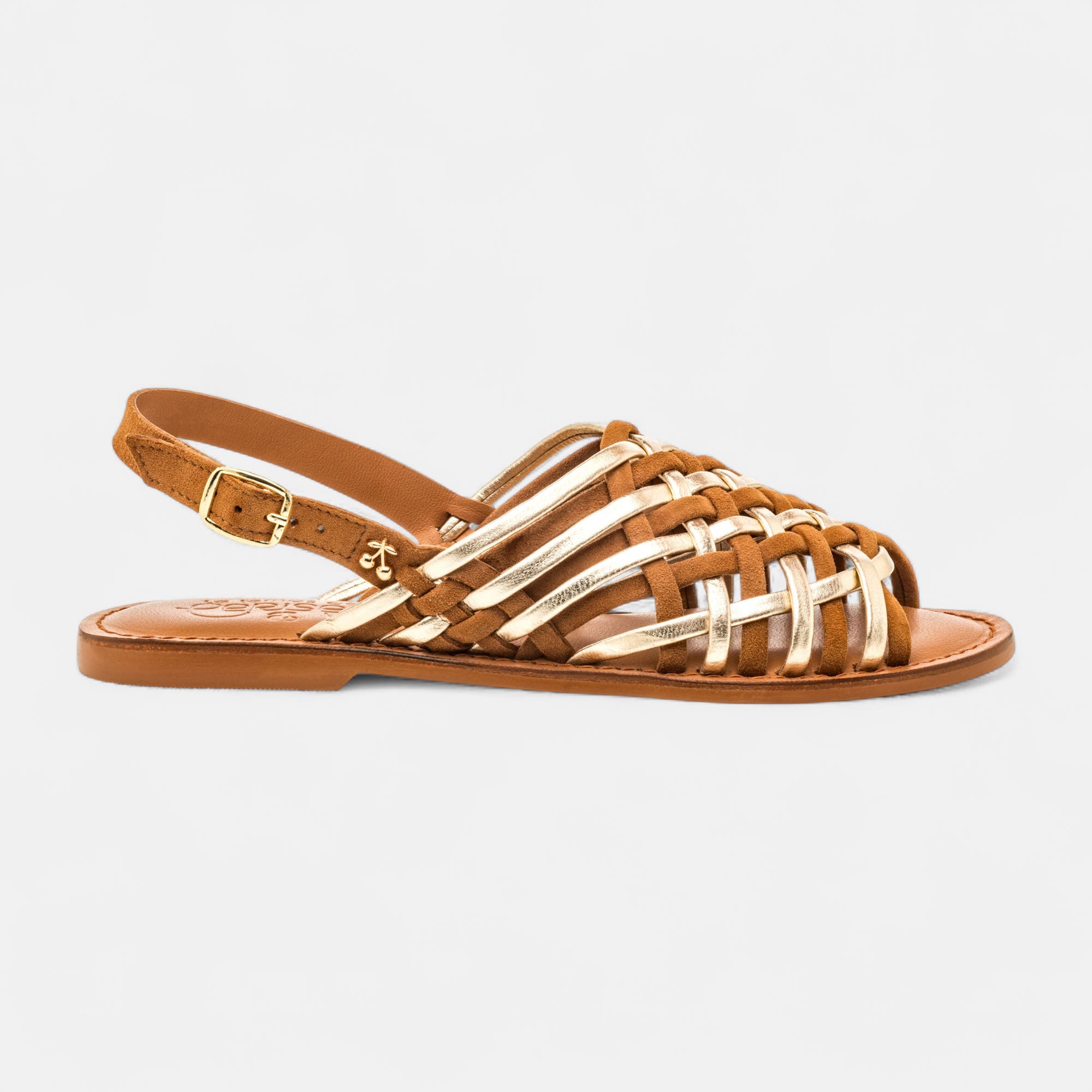 Nu-pieds Femme en cuir cognac