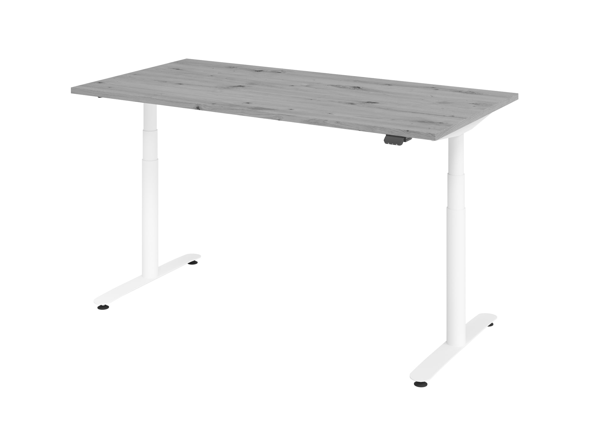 Höhenverstellbarer Schreibtisch 160 x 80 cm Asteiche/ Weiß