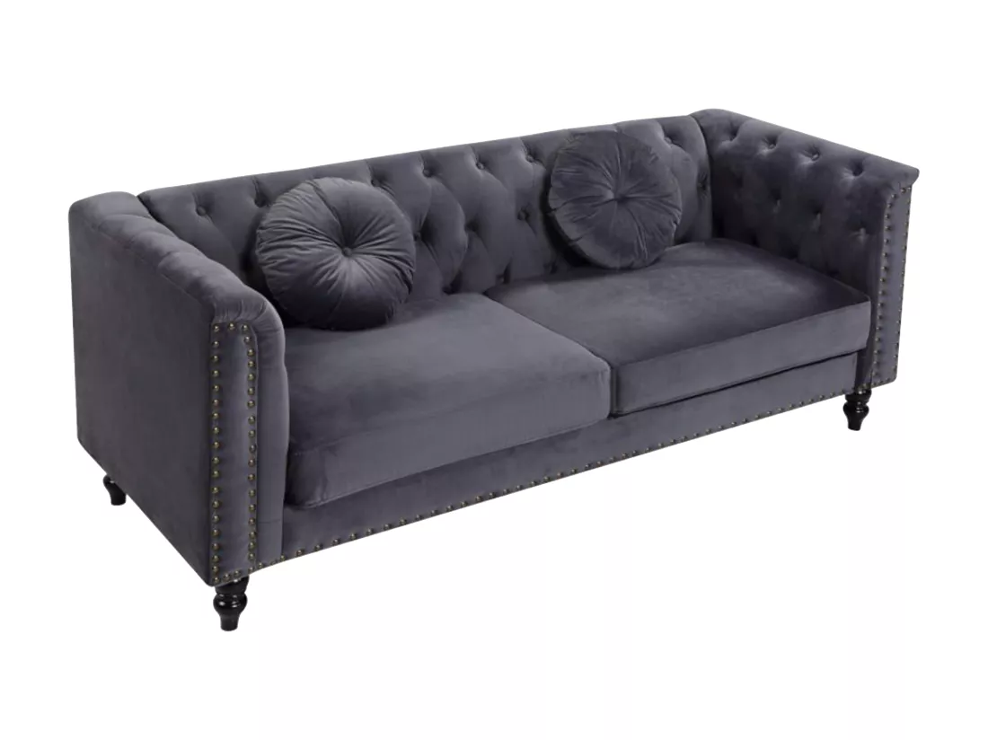 Canapé 3 places en velours TURNER - Anthracite