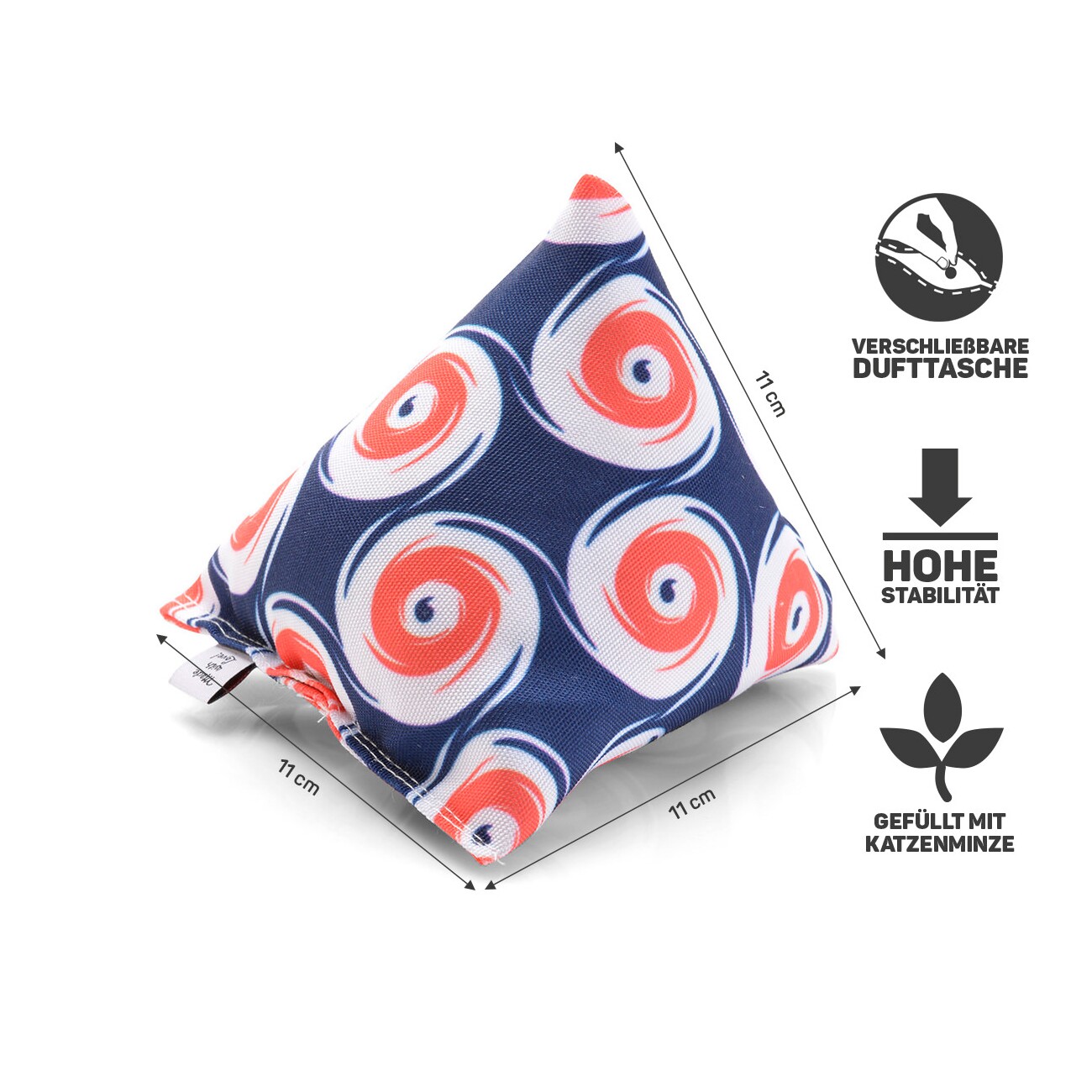 Canadian Cat Company Catnipspielzeug 6x Schmusepyramide Nordic Dot