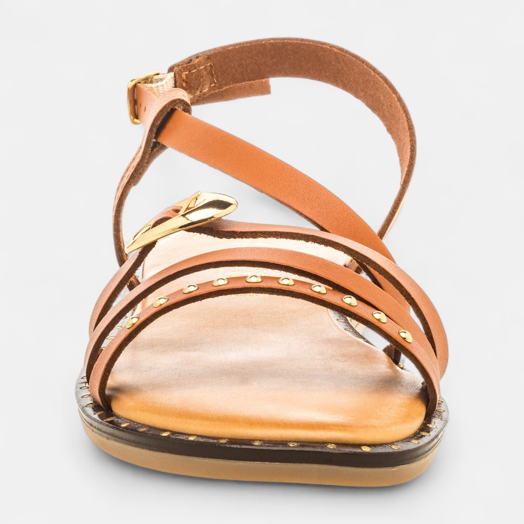 Nu-pieds Femme en cuir cognac
