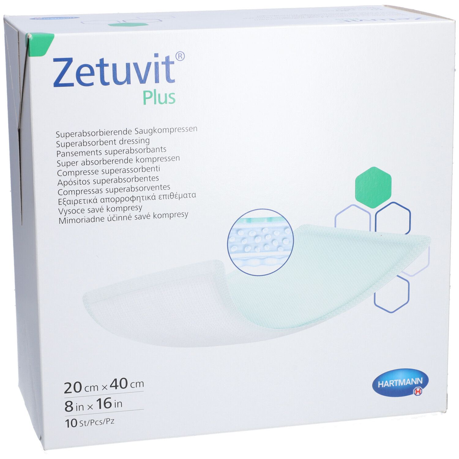 HARTMANN Zetuvit® Plus Wundauflage 20x40 cm (1x10 Stk.)