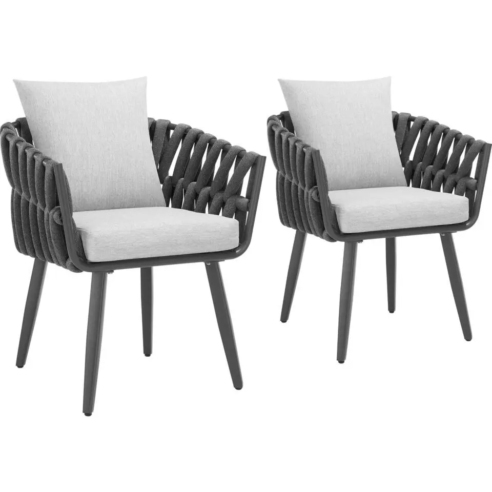tectake - Set van 2 stoelen Lugano in rope-design met aluminium frame