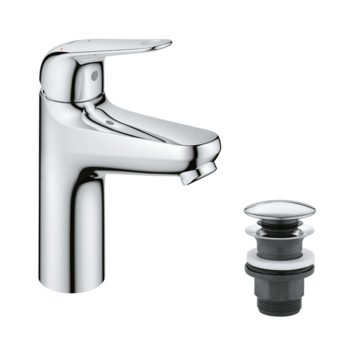 Grohe wastafelkraan Swift Medium-size  Push open Chroom