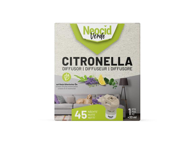 Neocid Expert Mückenstecker Verde Citronella Diffusor, 1 St Insektenabwehr auf Basis ätherischer Öle