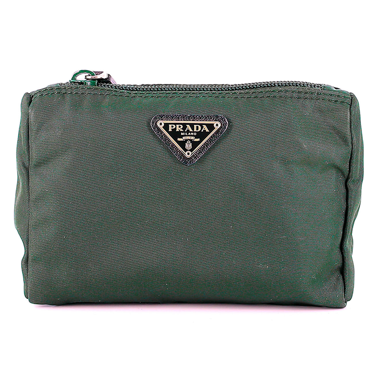Prada Trousse de toilette en Nylon verte - Très bon état - 15x11 cm
