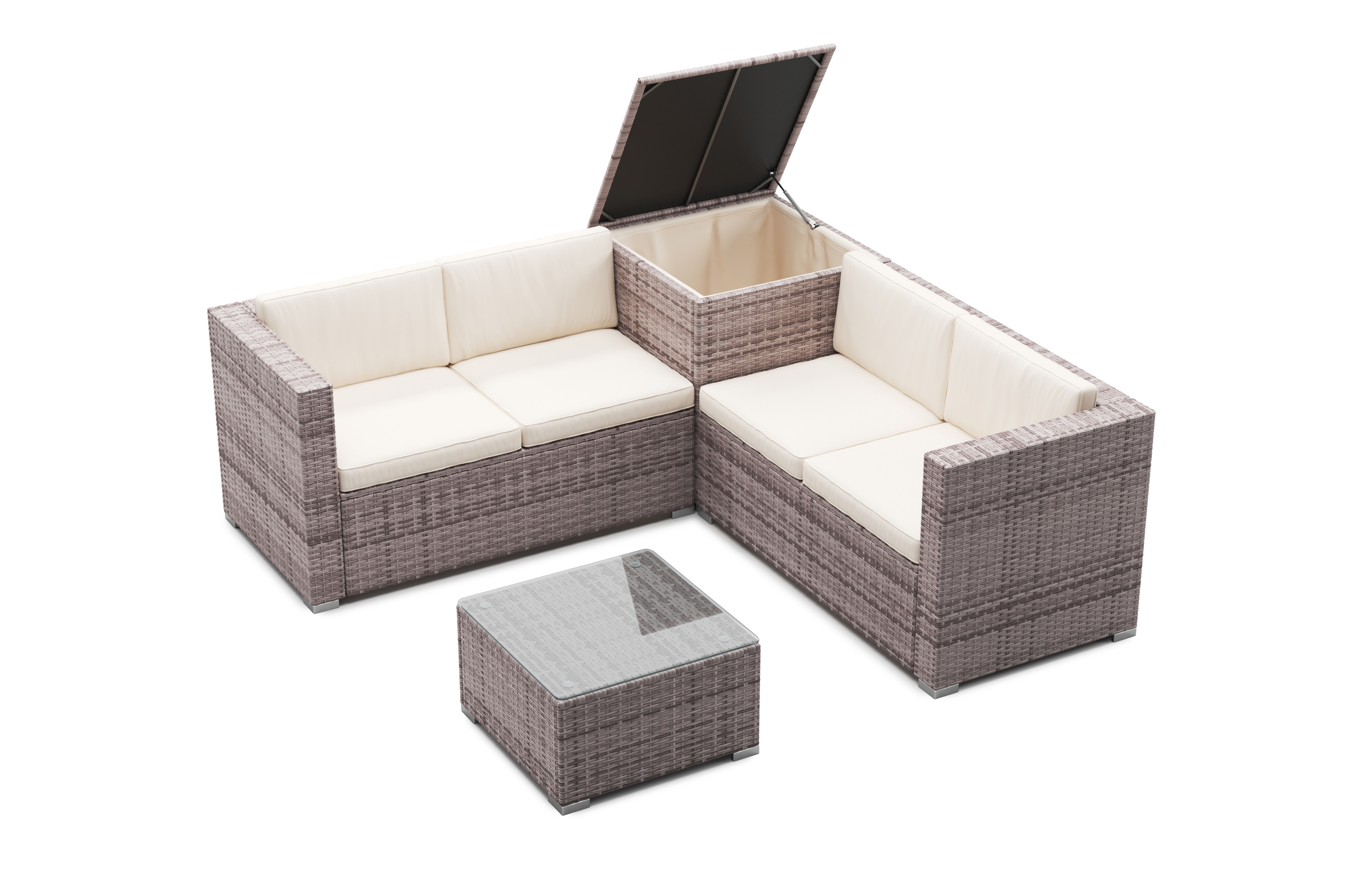 Rattanlounge SAN MARINO graubraun/beige