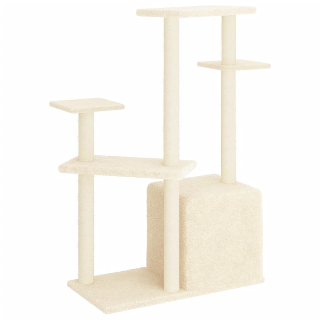 Arranhador para gatos vidaXL com postes de sisal, cor creme, 107,5 cm