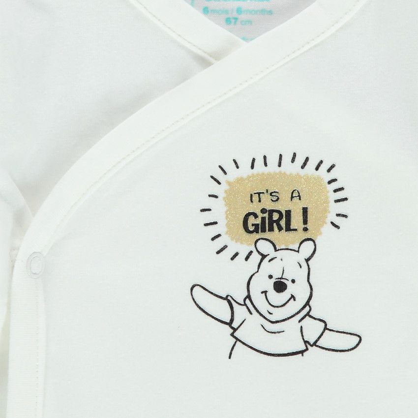 Body manches longues à pois et print Winnie Disney - Ecru