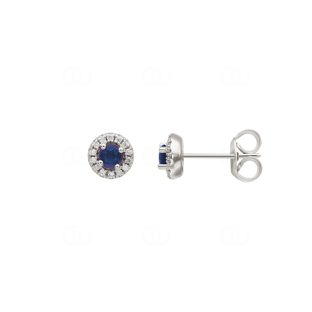 Ohrstecker 750/18 K Weissgold mit Saphir und Diamanten 0.08ct.
