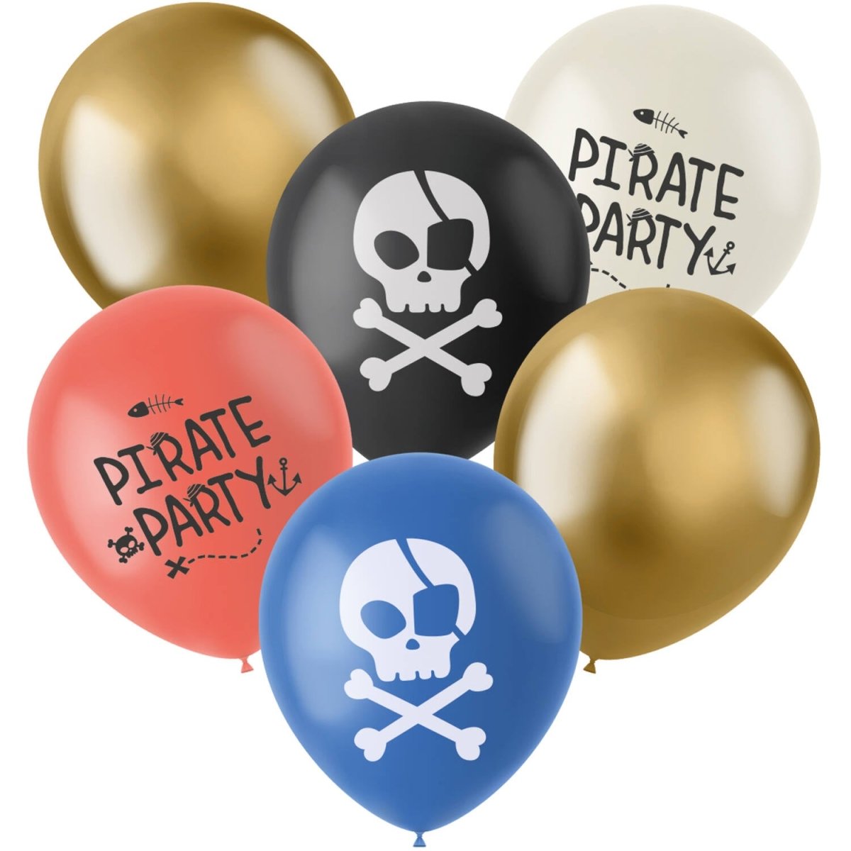 Piraat Ballonnen Gekleurd 33cm 6st