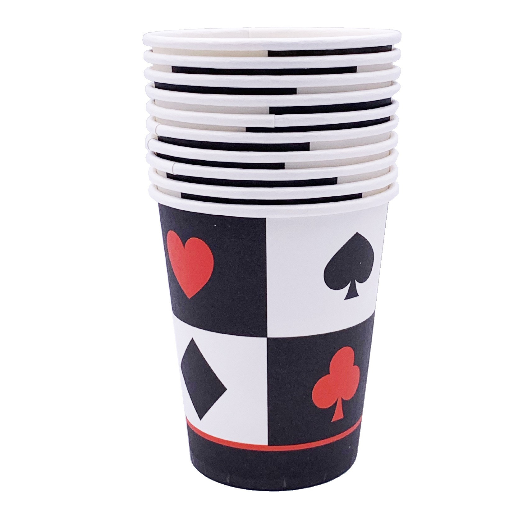 (113-tlg. Set) Einweg Geschirr Party Tisch Deko inkl. Servietten / Teller / Papp Becher - Poker