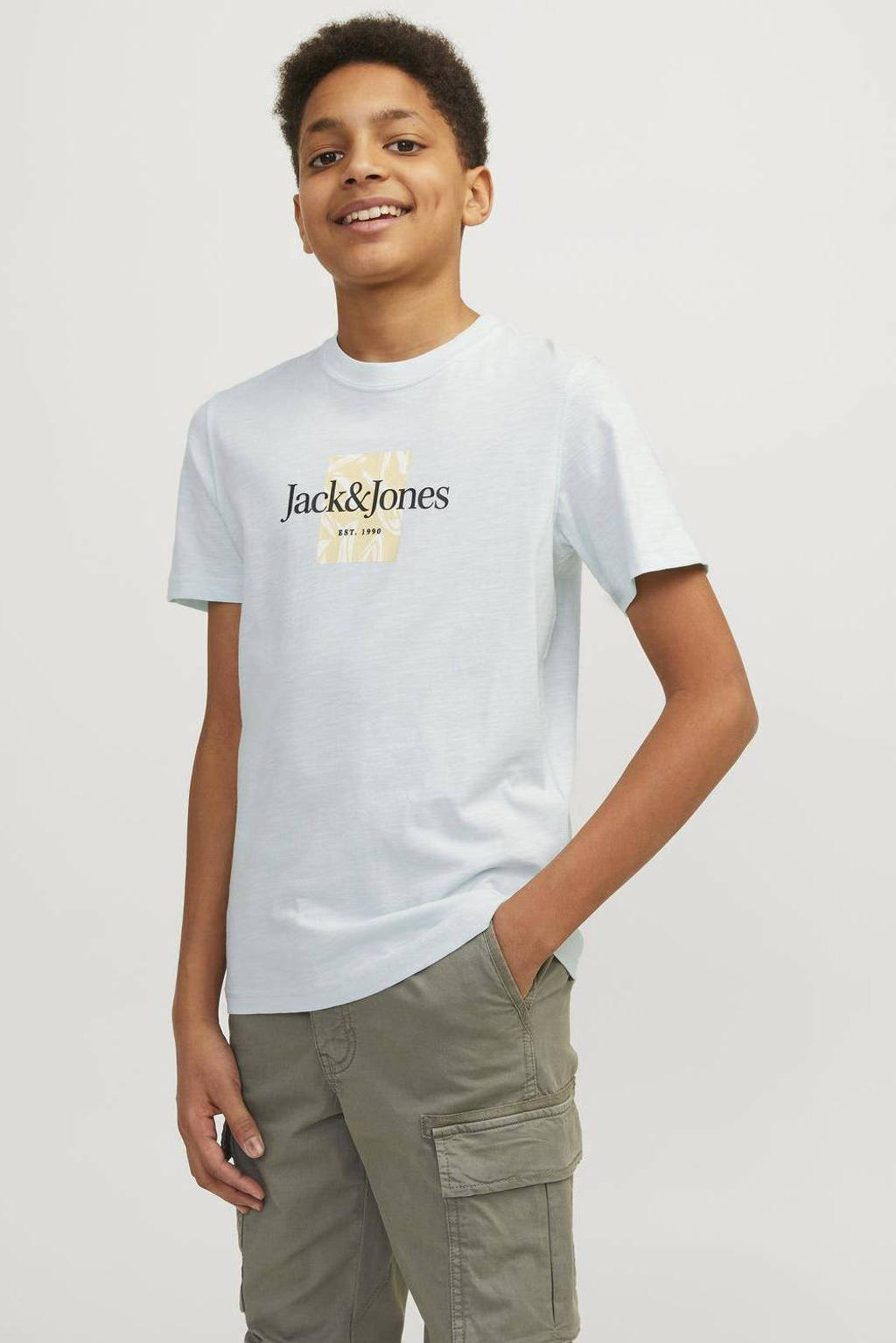 JACK & JONES T-shirt JORLAFAYETTE met logo licht mintgroen
