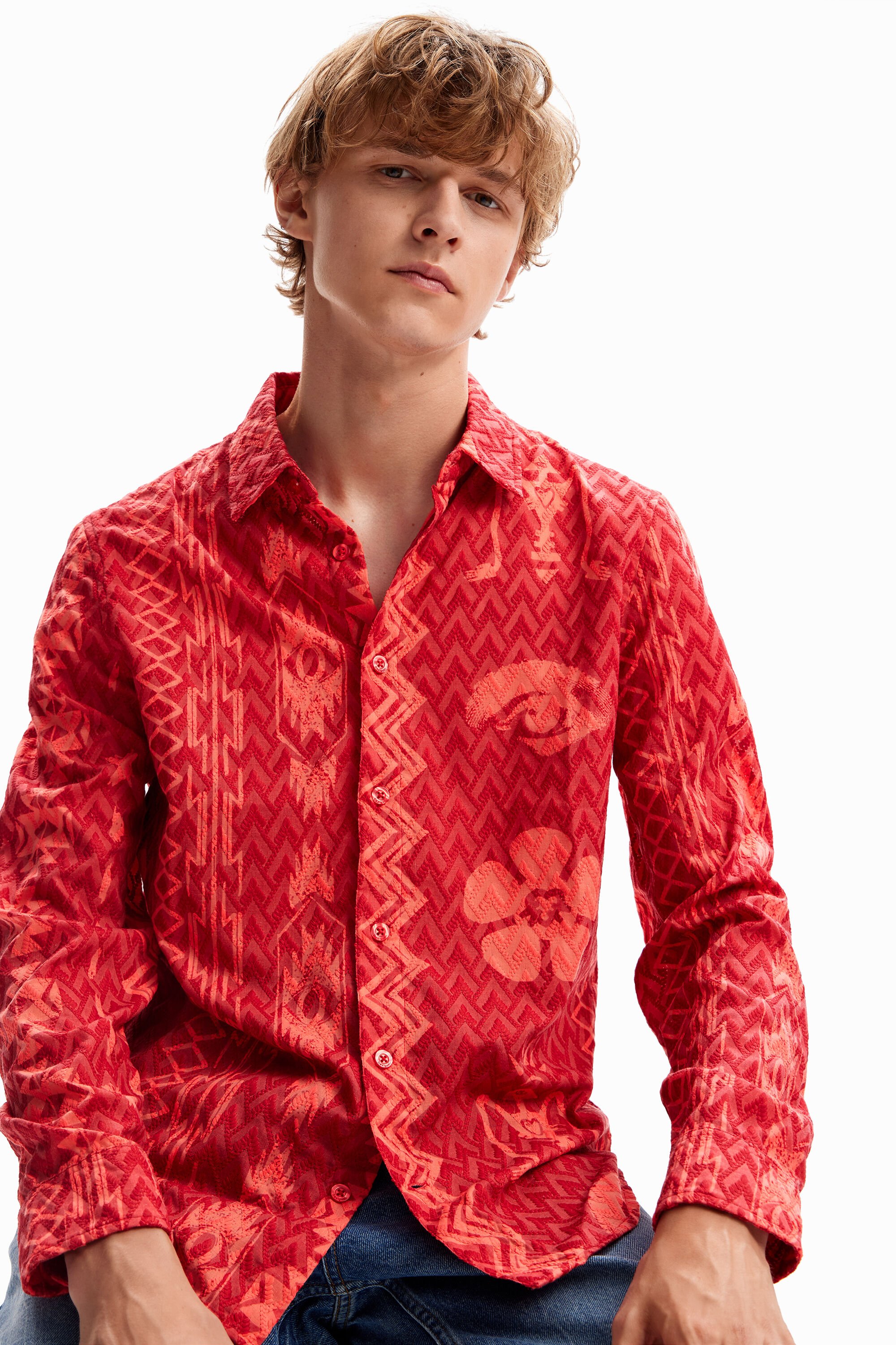 Chemise géométrique texturée