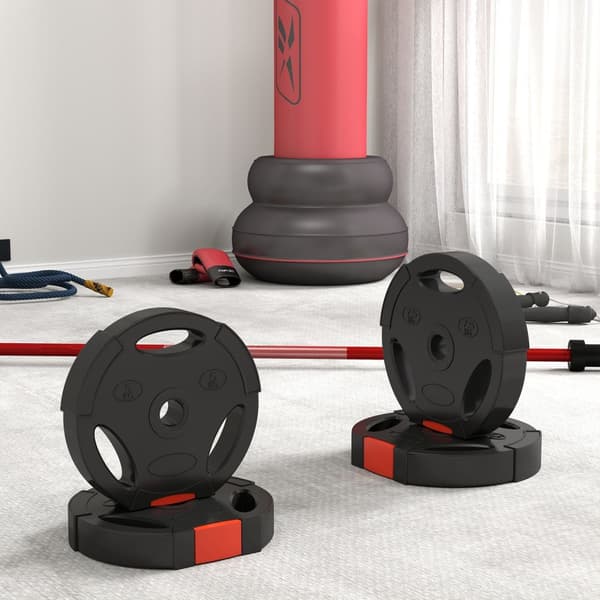 Sett med 4 manualvekter, 2 x 5 kg/7,5 kg vekter, vektplatesett, vektskiver for 2,5 cm hantelstang, Ø 30 mm boring, svart