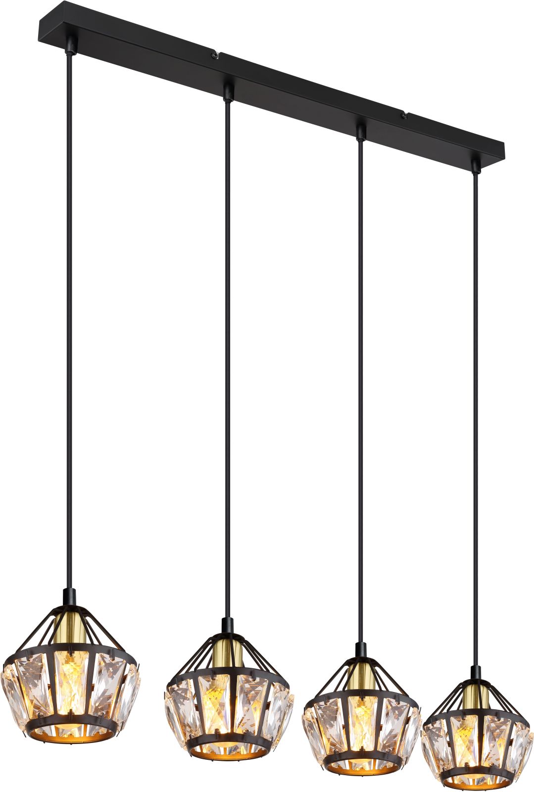 Hängeleuchte - schwarz matt - Messing - 73 cm breit