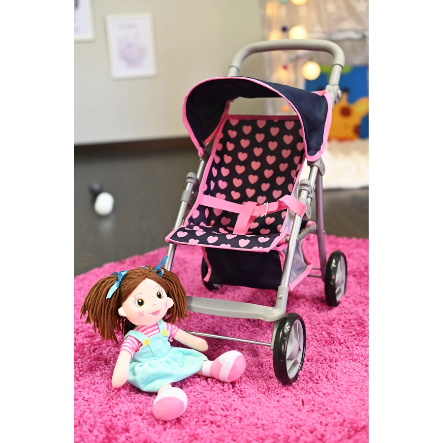 knorr toys® Puppenbuggy Liba - Pink Hearts blau