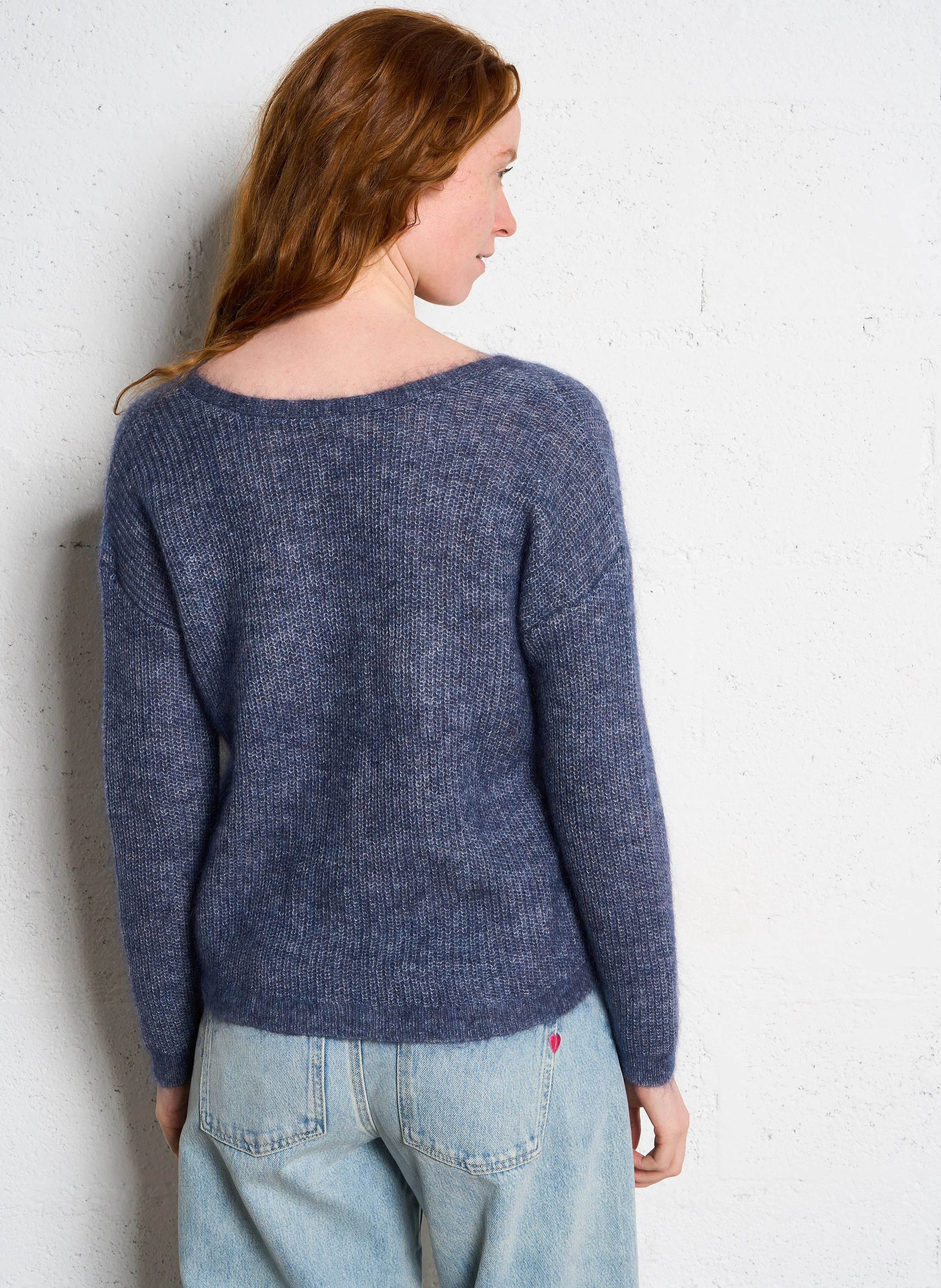 PADDY - Gilet col v en laine mélangée | Bleu