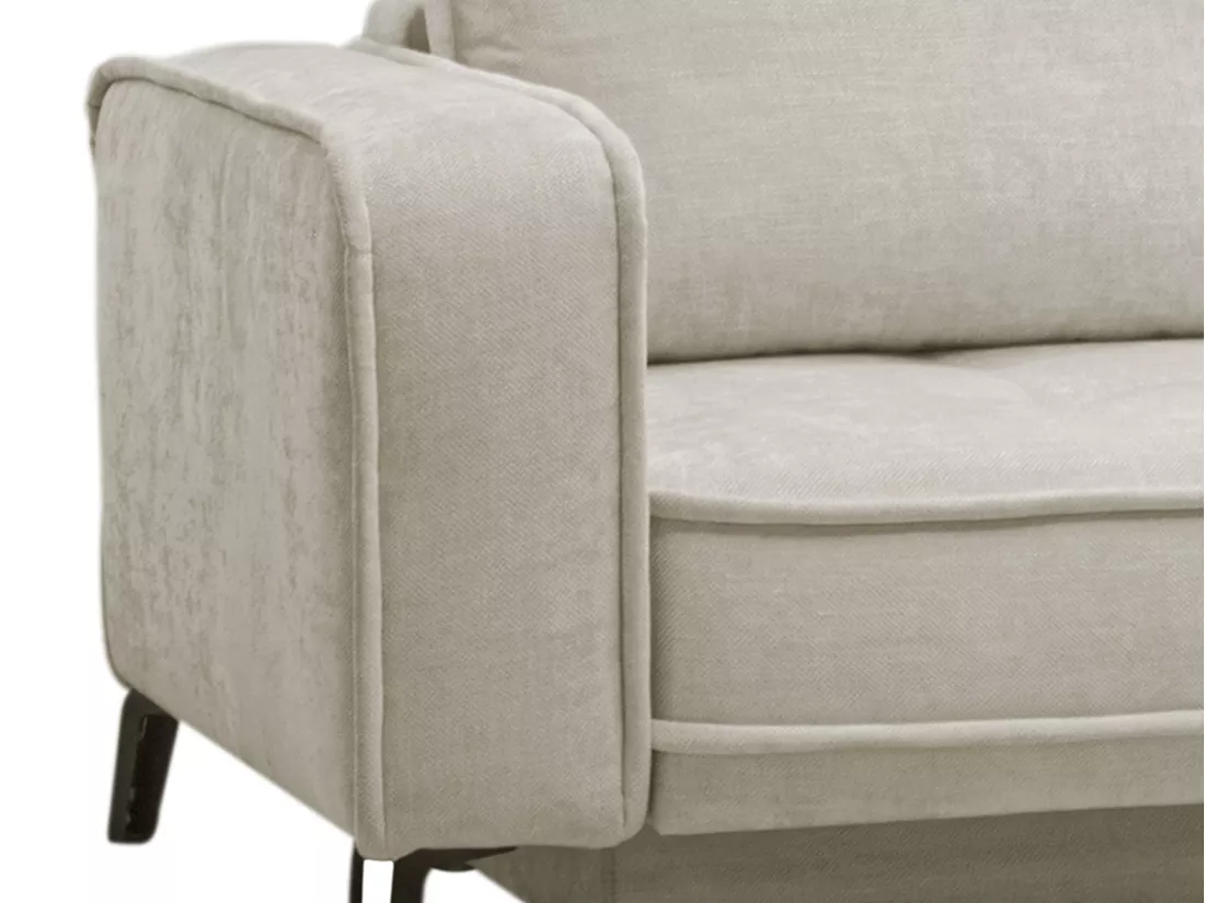 Canapé d'angle droit convertible en tissu beige BALCORIA de Maison Céphy