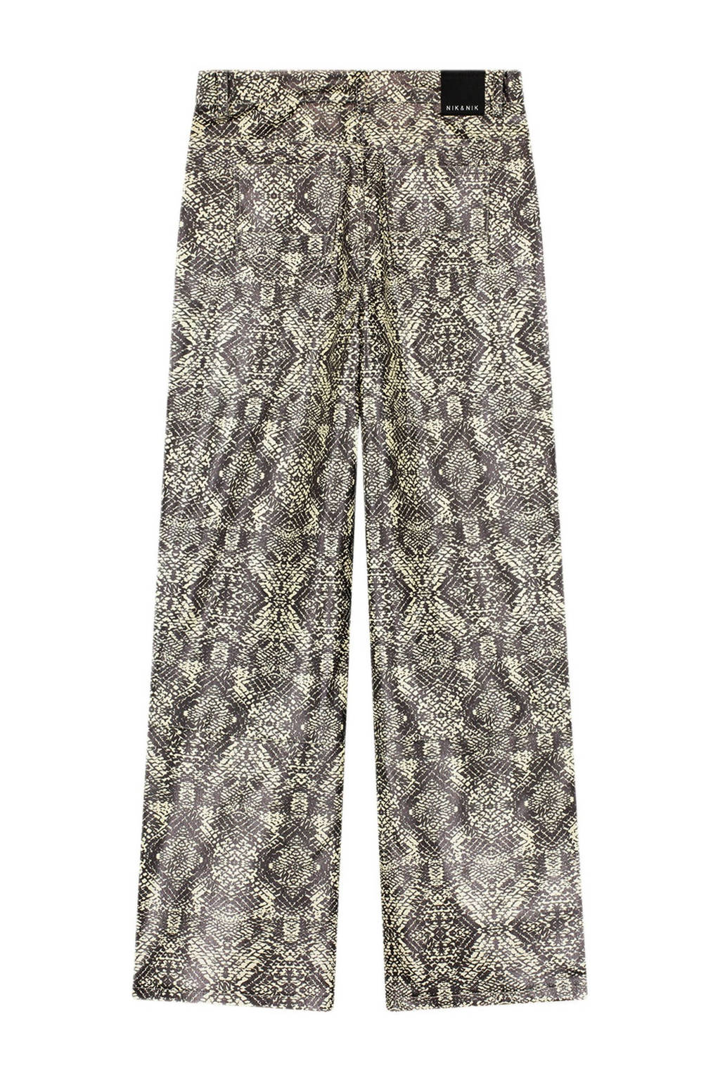 NIK&NIK imitatieleren broek Snakeskin met dierenprint ecru/zwart
