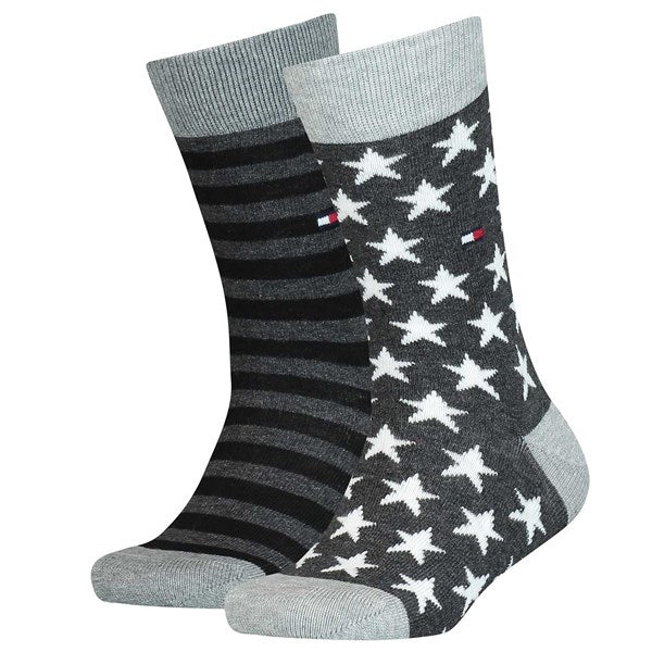 Kids 2-pak Strømper Stars/Black Striped