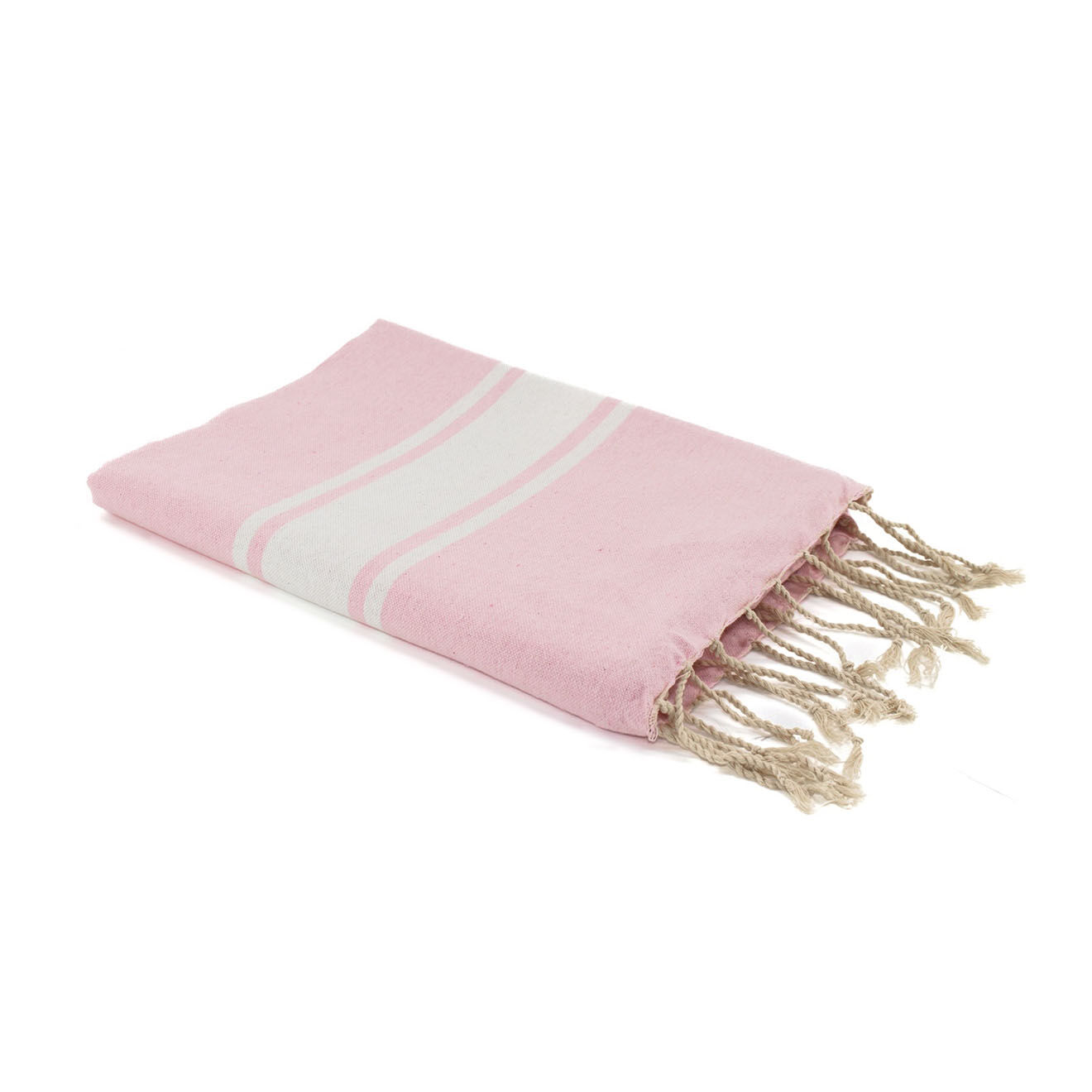 Febronie Fouta Traditionelle St Tropez rose pâle/blanc - 100x200 cm