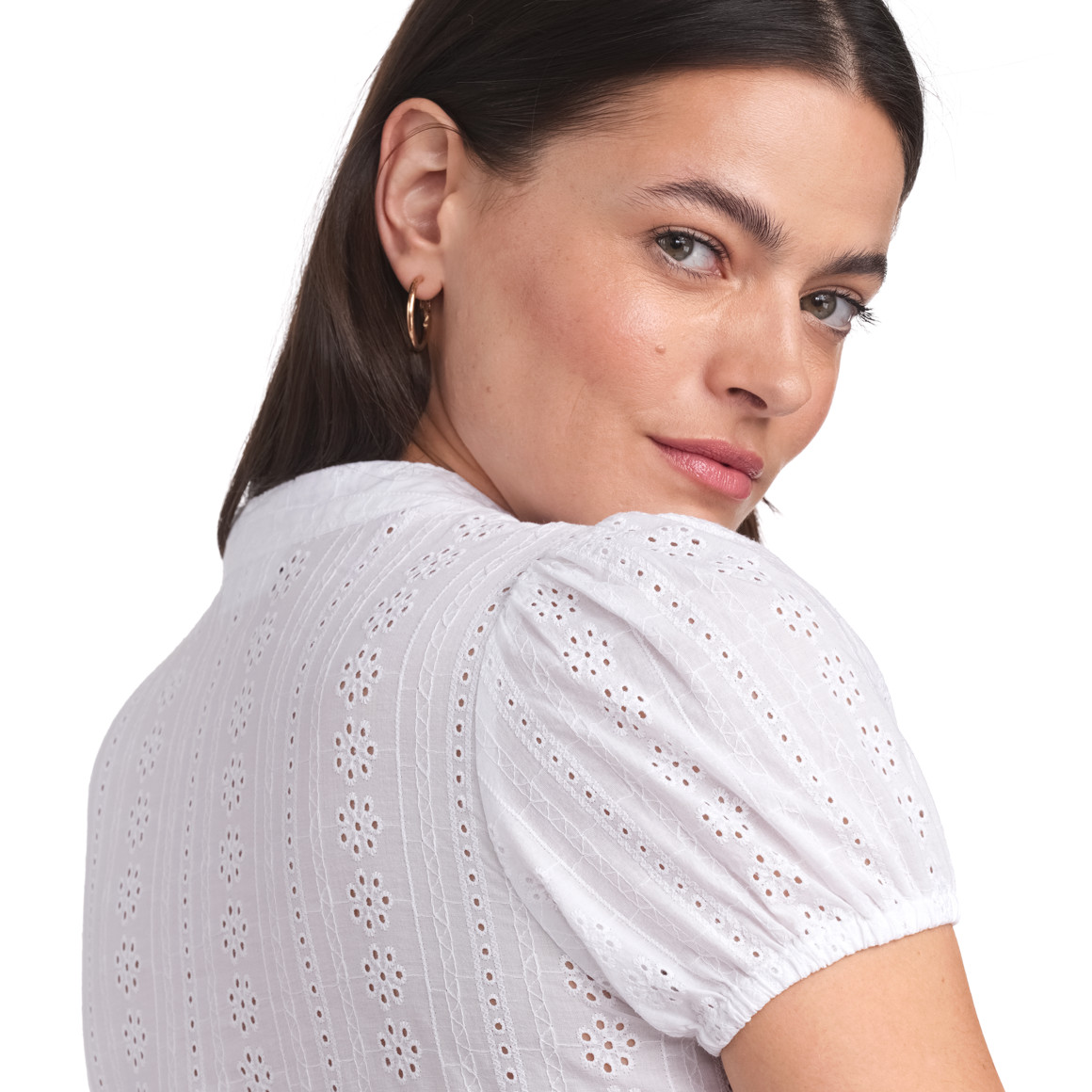 Gina Benotti Damen Dirndl-Bluse mit Lochstickerei weiss