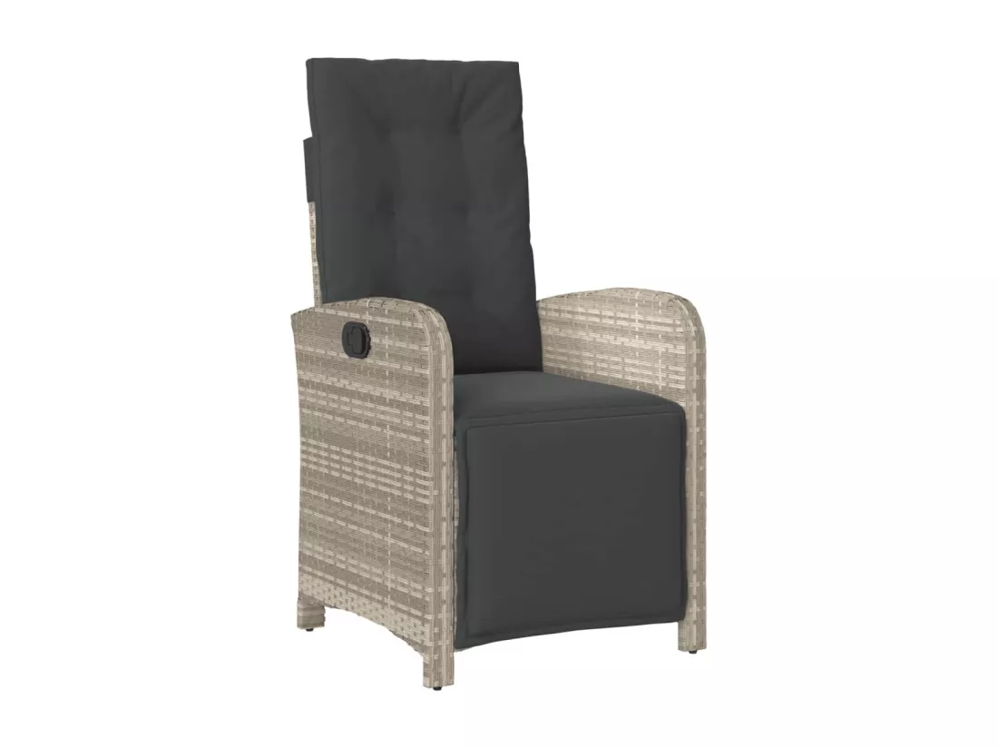 Chaise inclinable de jardin avec repose-pied gris clair rotin