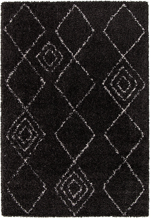 Tapis Shaggy Coltrane motif Berbère L. 160 x l. 230 x ep. 3 cm noir GoodHome