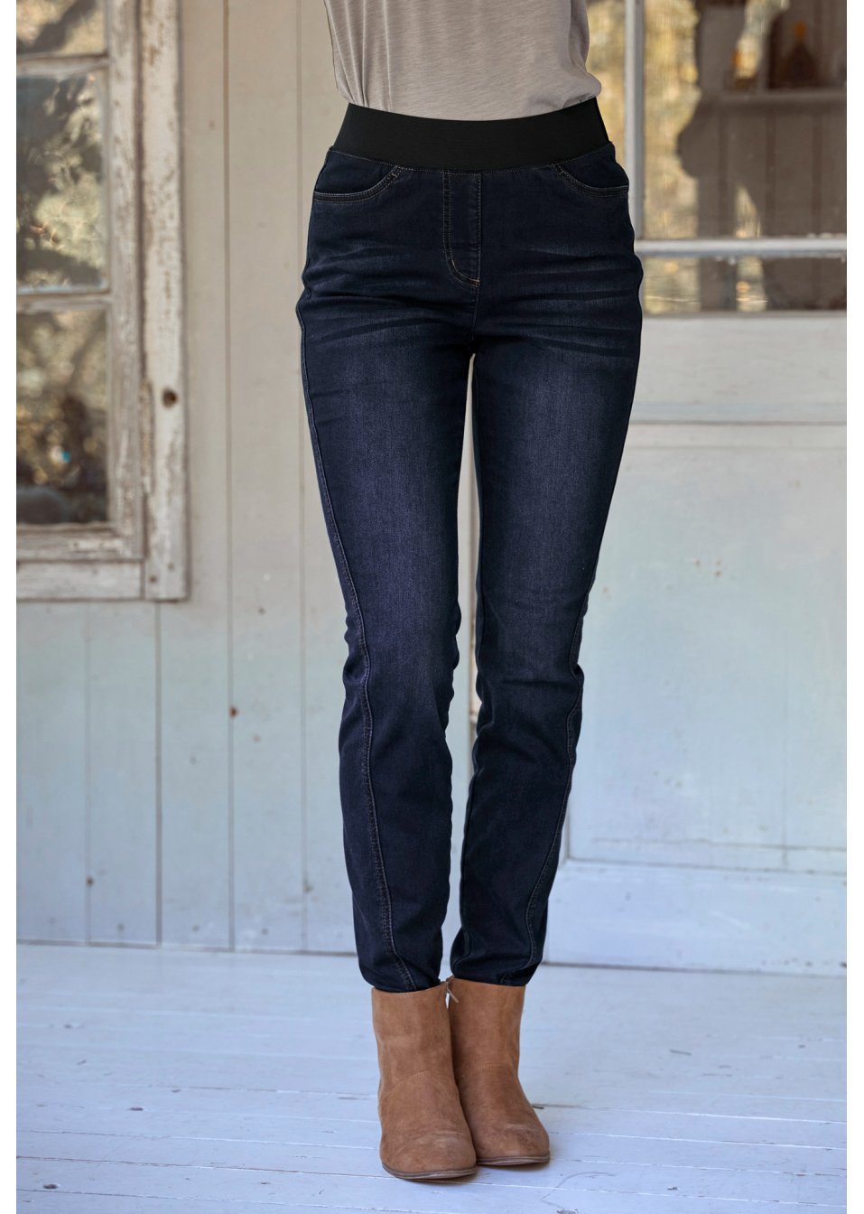 Jean thermo avec couture latérale avancée et taille confortable