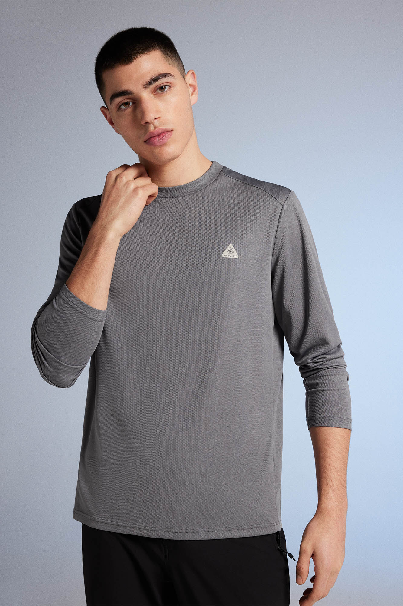 Camiseta de manga comprida para uso externo - cinza escuro