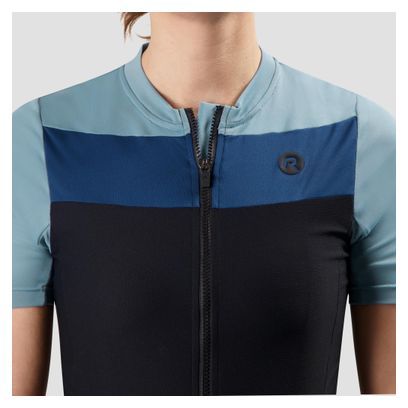 Maillot Manches Courtes Vélo Rogelli Core Block Noir/Bleu Femme