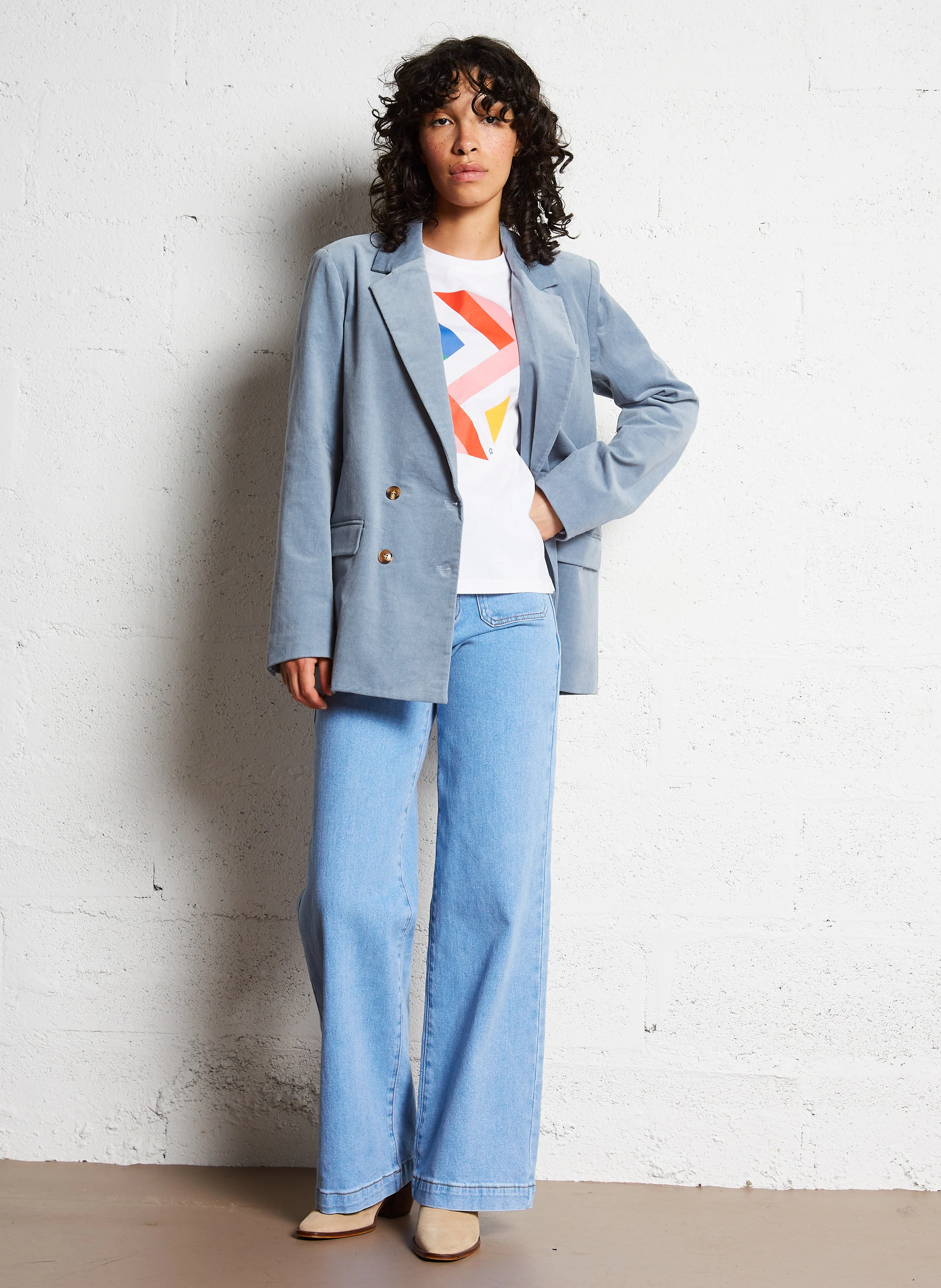 VICTOIRE - Veste tailleur ample en coton mélangé | Bleu