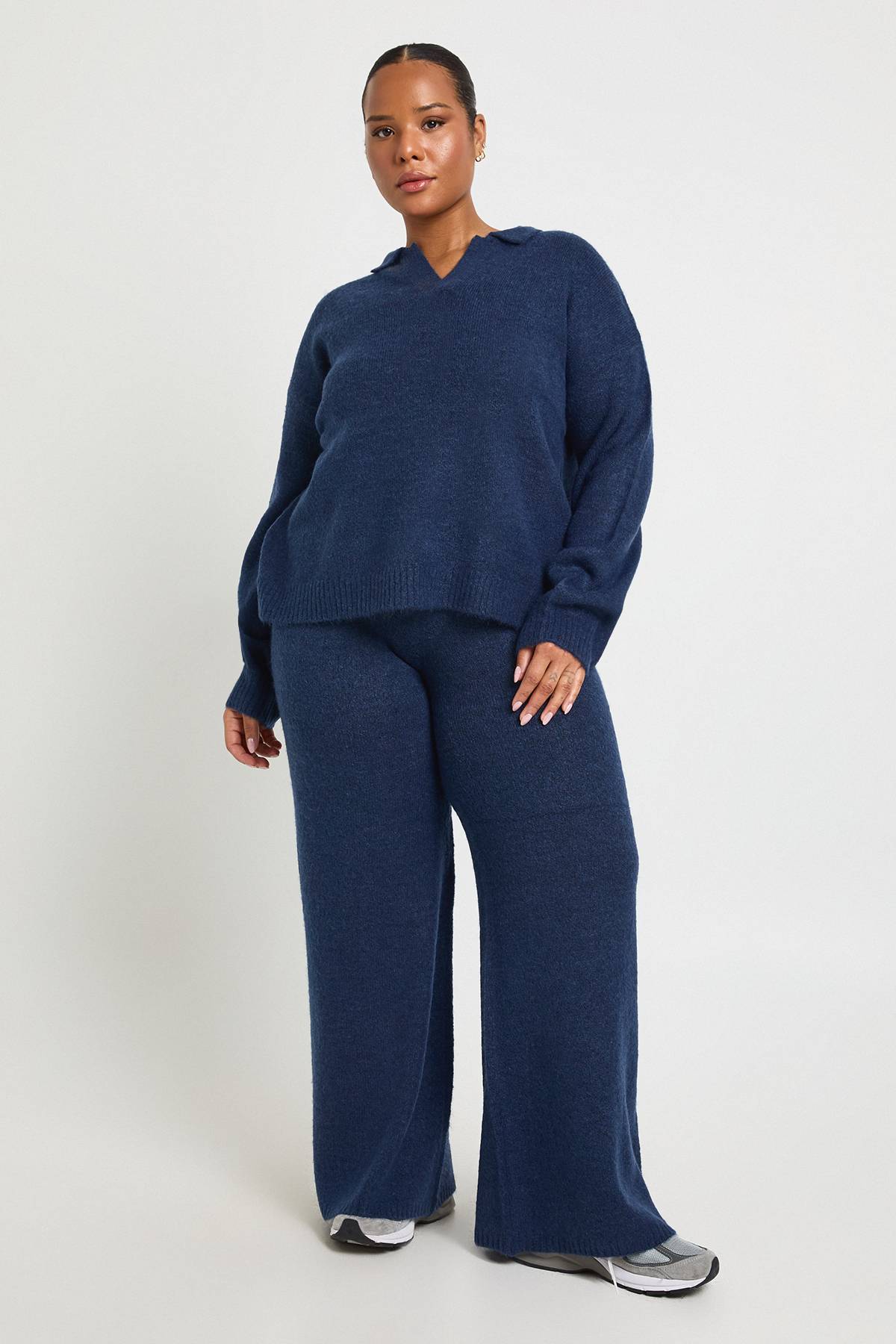 boohoo Ensemble de Détente Tricoté à Col Grande Taille