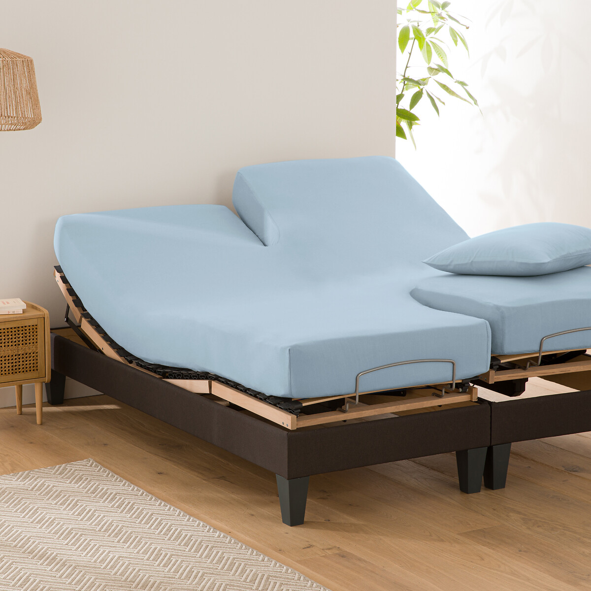 LA REDOUTE INTERIEURS<br>Lençol de algodão liso com elástico, base de cama ajustável, Scenario