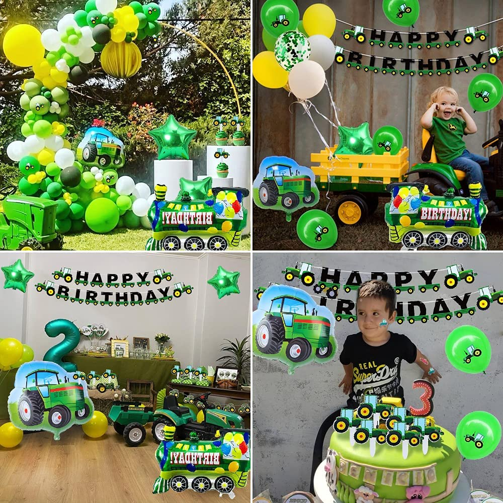 (66-tlg. Set) Zahlen Ballon Kinder Geburtstags Party Folienballon   Happy Birthday Girlande / Kuchenstecker - Zahl 2 / Fahrzeuge