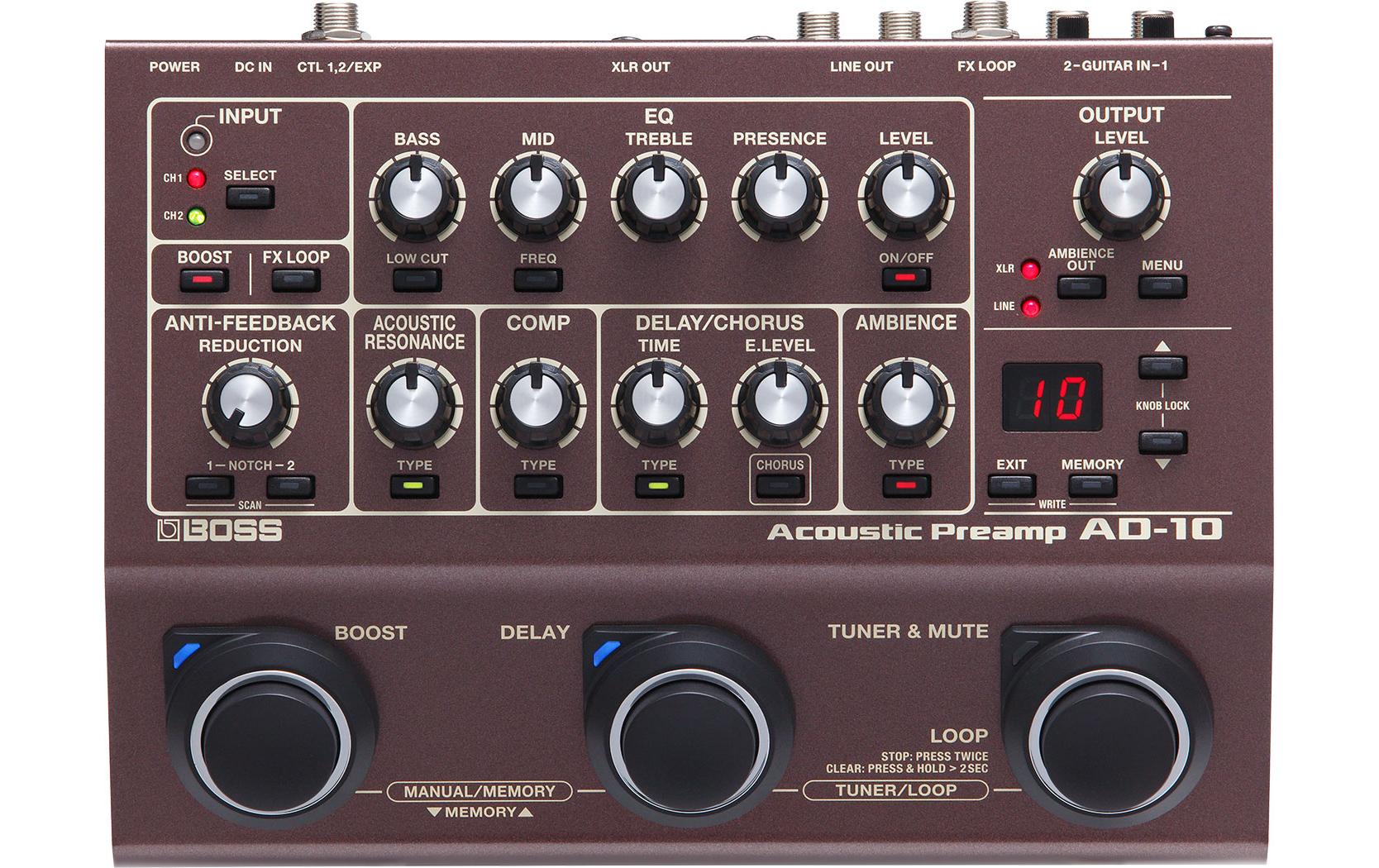 Effektgerät AD-10<br>Fortschrittliche Soundwerkzeuge für ernsthafte Akustikgitarristen