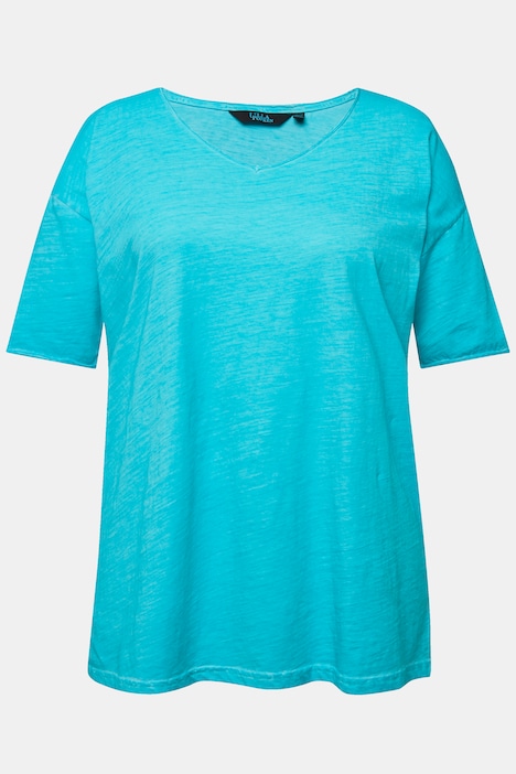 T-Shirt, cold dyed, Oversized, V-Ausschnitt, Halbarm