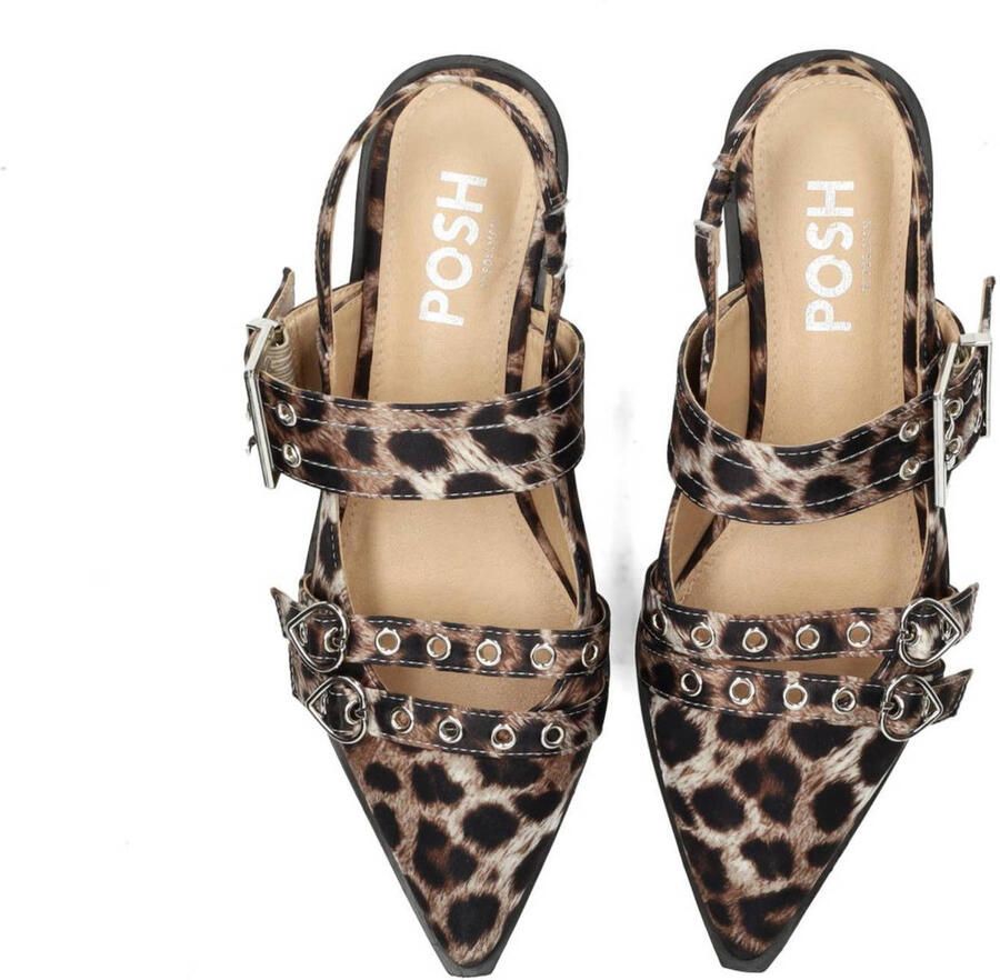 POSH by Poelman slingback loafers met panterprint beige zwart
